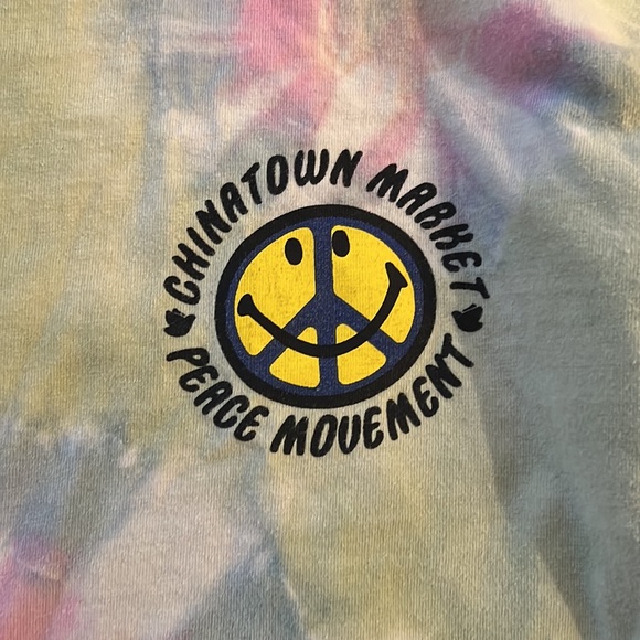 Chinatown Market Tie Dye Smiley Face Long Sleeve Tee - Picture 4 of 7
